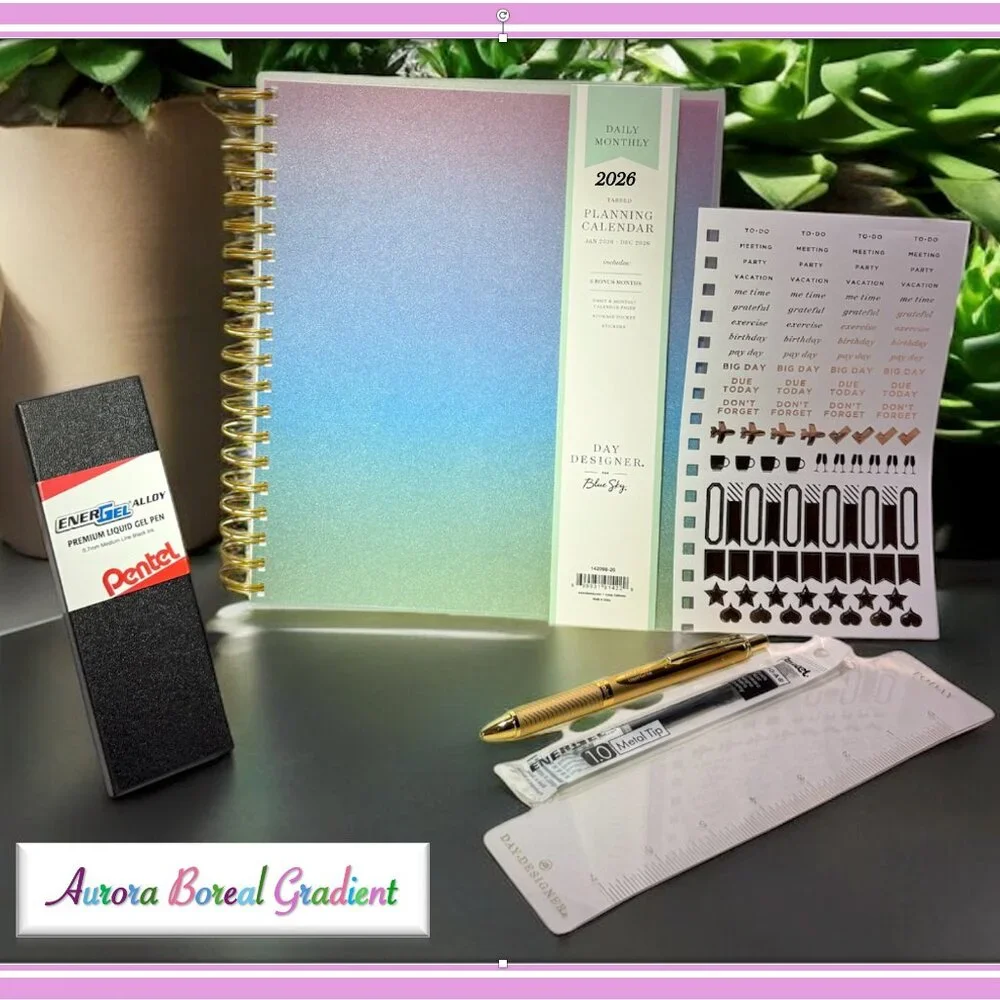2026 Aurora Boreal Gradient Daily/Monthly Planner Gift Set